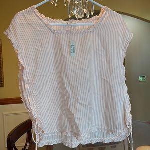 Madewell New With Tags Pink White Striped Blouse